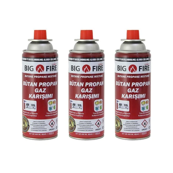 Big Fire Power 227gr Valfli Gaz Kartuşu  Üçlü Set ürün görseli 1