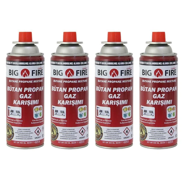 Big Fire Power 227gr Valfli Gaz Kartuşu  Dörtlü Set ürün görseli 1