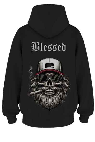Oversize 'Blessedd' Baskılı Kapşonlu Hoodie Sweatshirt ürün görseli 1