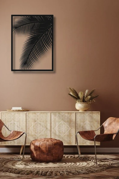 ÇERÇEVELİ PALMİYE DESENLİ METAL DUVAR DEKORU ürün görseli 1