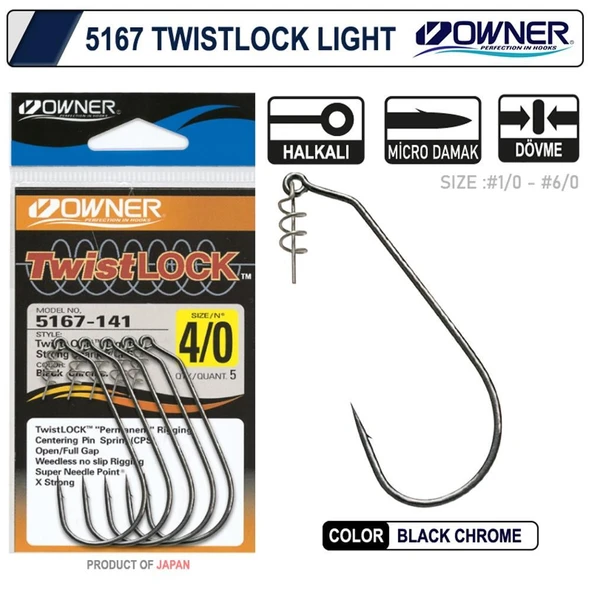Owner 5167 Twistlock Light Black Chrome İğne ürün görseli 1