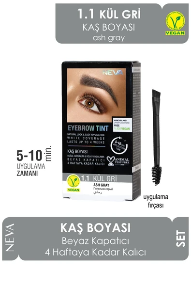 Neva Eyebrow Tint Vegan Kaş Boyası Seti 1.1 Kül Gri ürün görseli 1