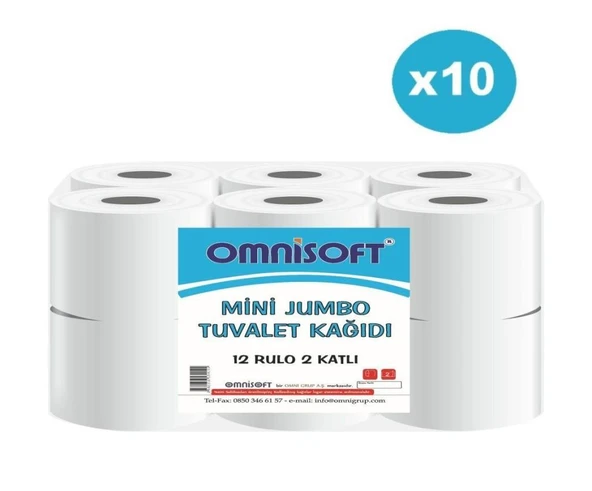 Omnisoft 10 Koli Mini Jumbo Tuvalet Kağıdı 120 Rulo ürün görseli 1