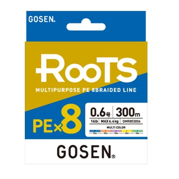 Gosen X8 Roots PE 8 Örgü Spin İp Misina 300mt Multi Color ürün görseli 1