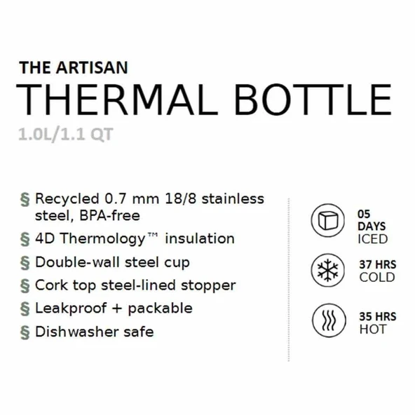 Stanley The Artisan Thermal Bottle Paslanmaz Çelik Termos 1 Lt - Resim 8