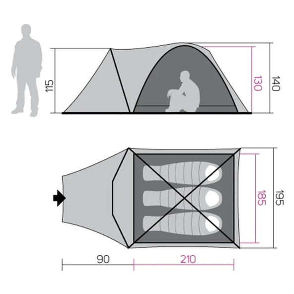 Hannah Hover 3 Kişilik Comfort Çadır - Resim 5
