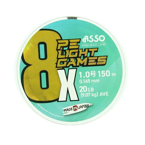 Asso 8X Light Games PE 8 Örgü Spin İp Misina 150mt Moss Green ürün görseli 1