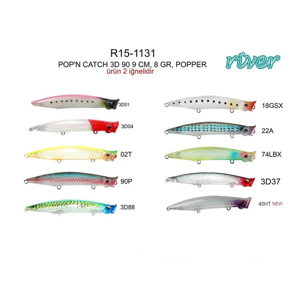 River Pop'N Catch 90 3D 9 cm 8 gr Popper Suni Yem ürün görseli 1