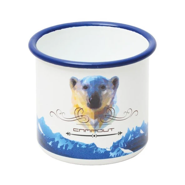 Campout Emaye Kupa Beyaz Bear - Resim 4
