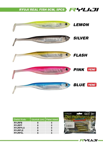 Ryuji Real Fish 8cm Silikon Yem [5 Adet] - Resim 7