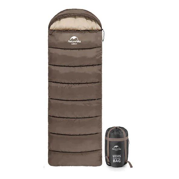 Naturehike U350S Zarf Tarzı Kapüşonlu Uyku Tulumu -17°C  KAHVERENGİ Left ürün görseli 1