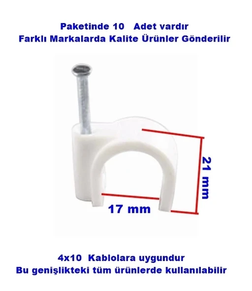 No:7 (10lu pk.) Beton Çivili Kablo Tutturma Kroşe (10 Lu Paket) ürün görseli 1
