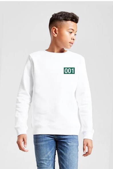 Squid Game Player 001 Beyaz Çocuk 2ip Sweatshirt ürün görseli 1
