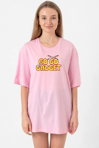 Inspector Gadget Go Go Gadget Pembe Kadın Oversize Tshirt ürün görseli 1