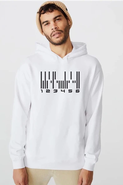 Dark Matter The Android Barcode Beyaz Erkek 3ip Kapşonlu  Sweatshirt ürün görseli 1