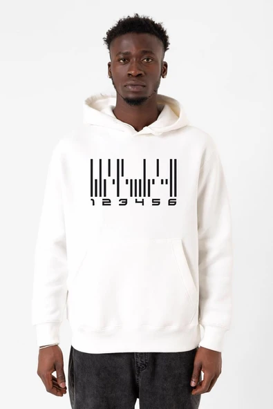 Dark Matter The Android Barcode Beyaz Erkek 3ip Kapşonlu Sweatshirt ürün görseli 1
