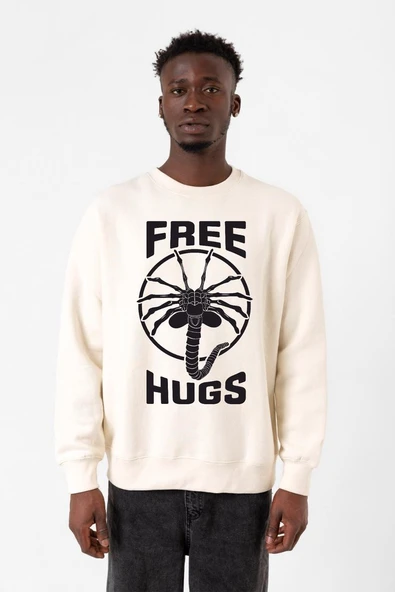 Free Facehugger Hugs Ekru Erkek 2ip Sweatshirt ürün görseli 1