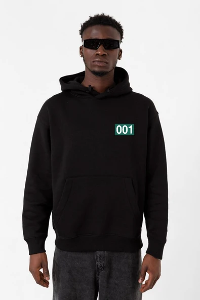 Squid Game Player 001 Siyah Erkek 3ip Kapşonlu Sweatshirt ürün görseli 1