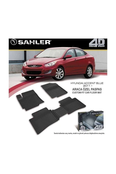 Sahler Hyundai Accent Blue 2011-2018 4.5d Havuzlu Paspas Siyah ürün görseli 1