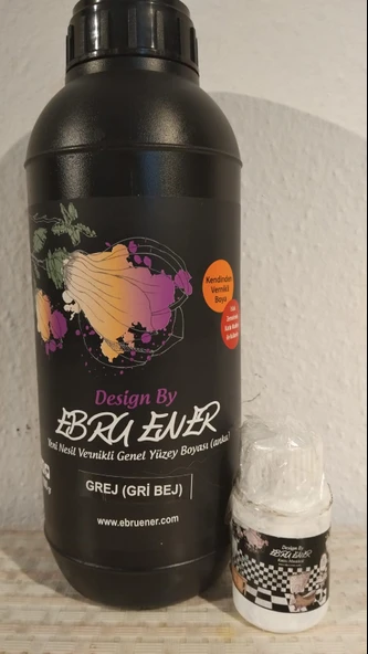 Ebru Ener Anka Vernikli Genel Yüzey Boyası Grej (Gri Bej) 1000 gr. ve Katkı Maddesi 30 gr. ürün görseli 1