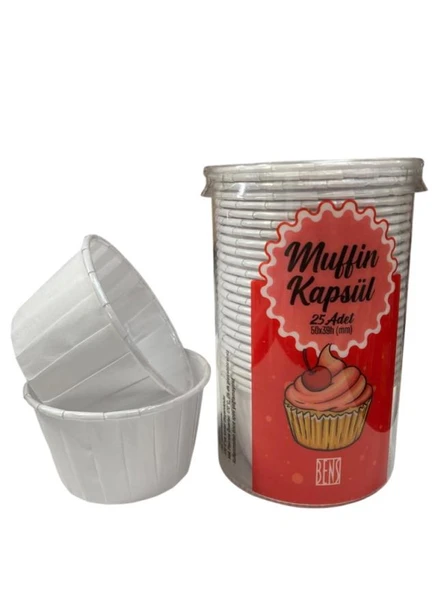 Cupcake/Muffin /Suffle Kek Kapsülü Beyaz 25 li ürün görseli 1