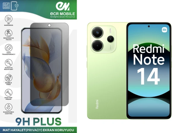 Redmi Note 14 Ekran Koruyucu Tam Uyumlu 9H Esnek Nano Kırılmayan MAT HAYALET(Privacy) ürün görseli 1