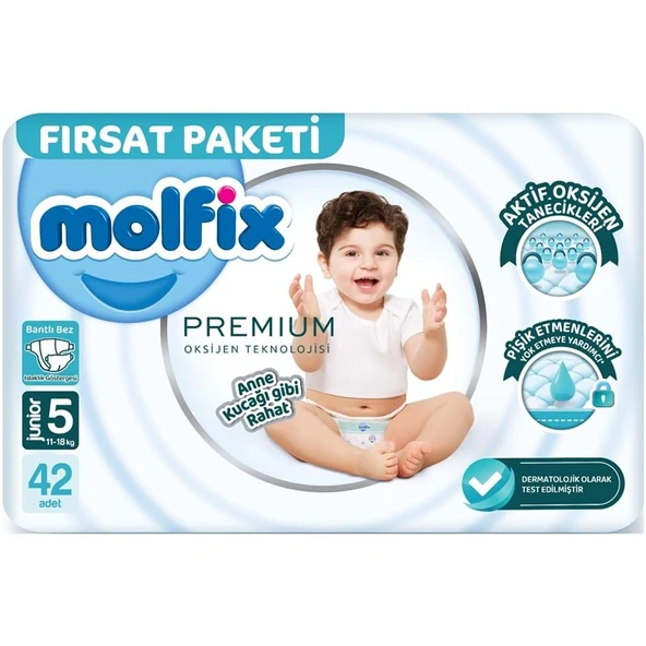 Molfix Premium Bebek Bezi 5 Beden 11-18 KG Junior 42 Adet Fırsat Pk ürün görseli 1
