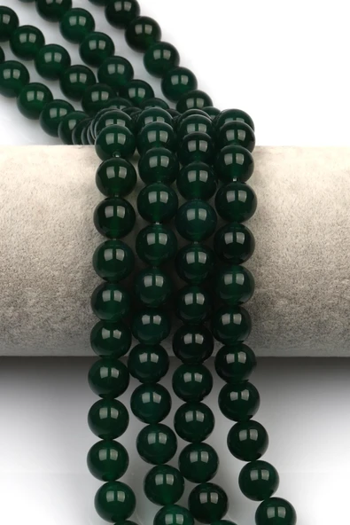 Yeşil Akik Doğal Taş Dizi 10 mm Küre Kesim ürün görseli 1