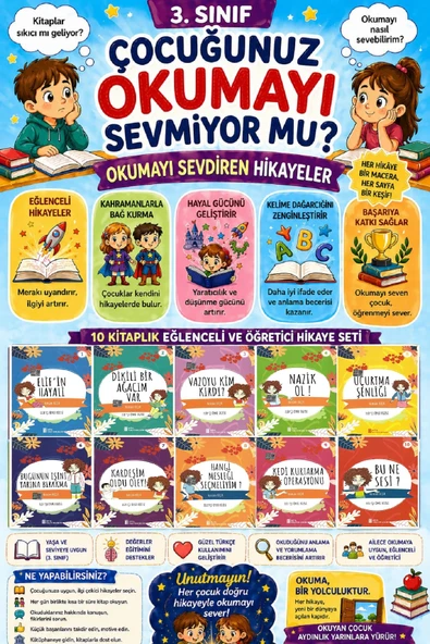 3.Sınıf Okumayı Sevdiren 10 lu Hikaye Seti 13 (64 sayfa) ürün görseli 1
