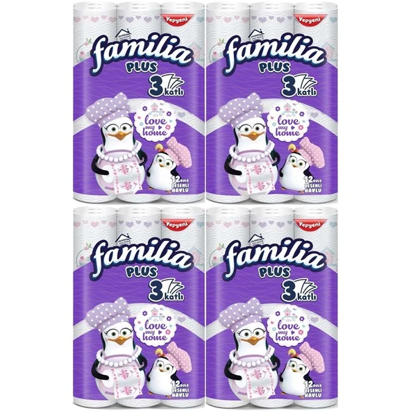 Familia Kağıt Havlu Plus Desenli 48 Li Pk (3 Katlı) (4PK*12) Love My Home ürün görseli 1