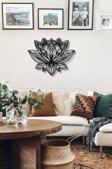 MANDALA LOTUS ÇİÇEĞİ METAL DUVAR DEKORU ürün görseli 1