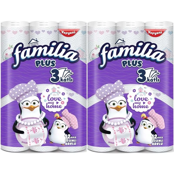 Familia Kağıt Havlu Plus Desenli 24 Lü Pk (3 Katlı) (2PK*12) Love My Home ürün görseli 1