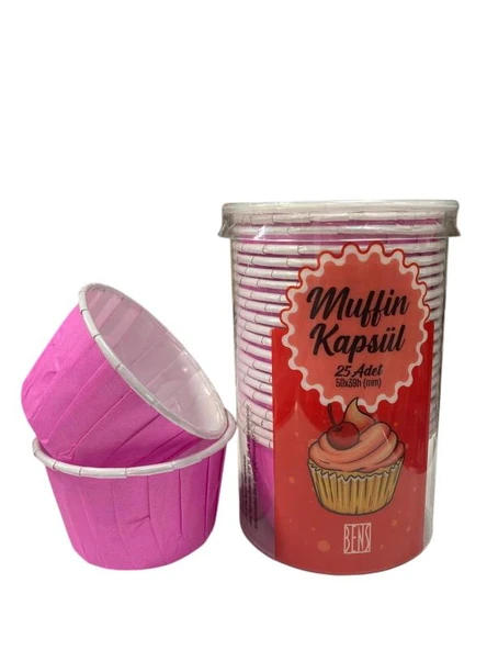 Cupcake/Muffin /Suffle Kek Kapsülü Pembe 25 li ürün görseli 1