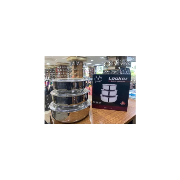 COOKER CKR3143 ÇELİK SAKLAMA KABI 16-18-20 CM 3 LÜ ürün görseli 1