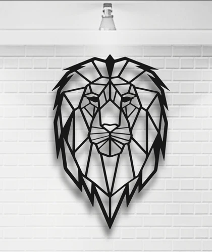 GEOMETRİK ASLAN KAFASI METAL DUVAR DEKORU ürün görseli 1