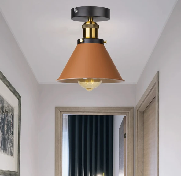 Rsylight Rys Retro Metal Tavan Plofyoner Turuncu Dekotatif Rustik Avize Çap:17 Cm ürün görseli 1