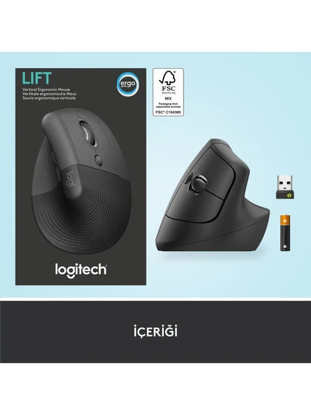 Logitech Lift Kablosuz Ergonomik Dikey Mouse 910-006473 - Resim 8