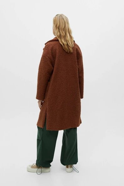Pull & Bear Buklet Suni Kürk Kaban Kavruk Rengi - Resim 2