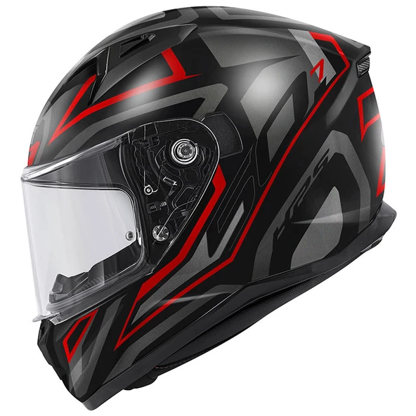 GIVI 50.7 PROTON MAT TITANIUM-KIRMIZI KASK - Resim 2