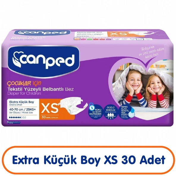 Canped Çocuklar İçin Belbantlı Hasta Bezi Xs Beden 30 Adet ürün görseli 1