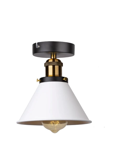 Rsylight Rys Retro Metal Tavan Plofyoner Beyaz Dekotatif Rustik Avize Çap:17 Cm ürün görseli 1
