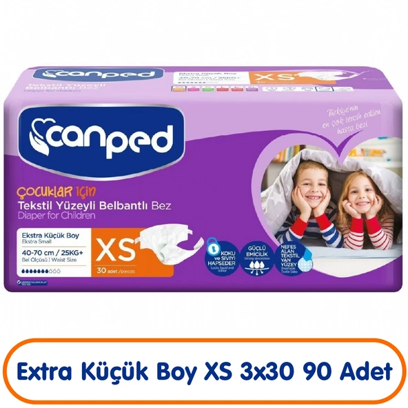 Canped Çocuklar İçin Belbantlı Hasta Bezi Xs Beden 30x3 90 Adet ürün görseli 1