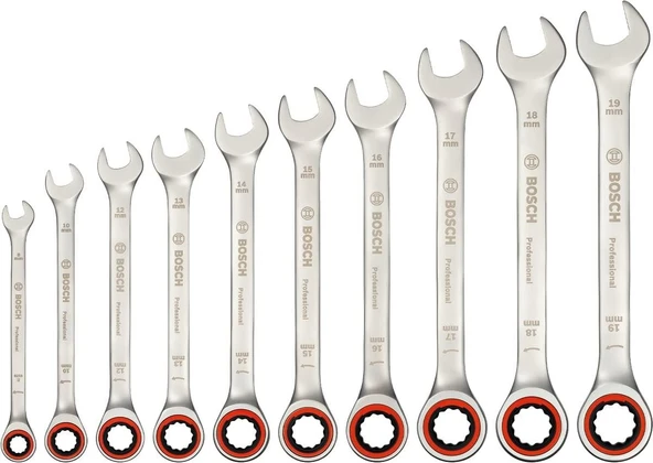 Bosch 10 Parça Kombine Anahtar Seti - Resim 7