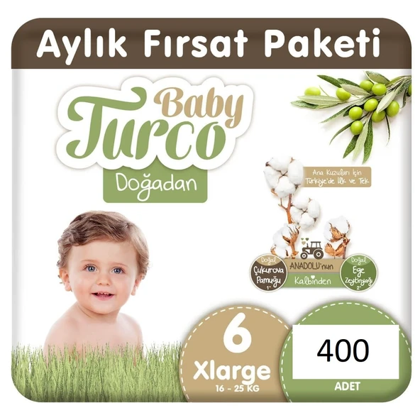 Baby Turco Doğadan 6 Numara XLarge 400'lü Bebek Bezi ürün görseli 1