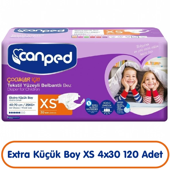 Canped Çocuklar İçin Belbantlı Hasta Bezi Xs Beden 30x4 120 Adet ürün görseli 1