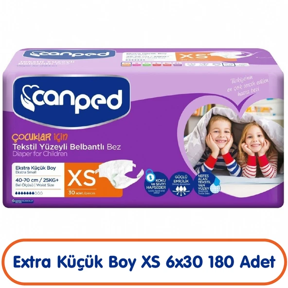 Canped Çocuklar İçin Belbantlı Hasta Bezi Xs Beden 30x6 180 Adet ürün görseli 1