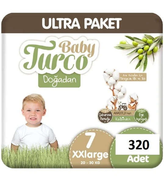 Baby Turco Doğadan 7 Numara XX Large 320'li Bebek Bezi ürün görseli 1