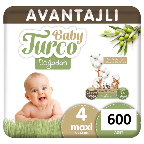 Baby Turco Doğadan 4 Beden Maxi 600'lü Bebek Bezi ürün görseli 1