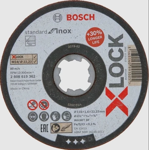 Bosch Xlock İnox Kesici 115X1X22,23 mm ürün görseli 1