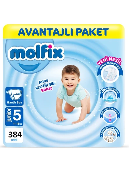 Molfix 5 Numara Junior 48'li 8 Paket Bebek Bezi ürün görseli 1